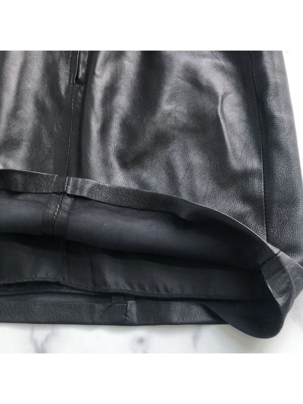 Vintage Fiocchi Italian Black Leather Mini Pencil Skirt Size XS - Picture 9 of 12